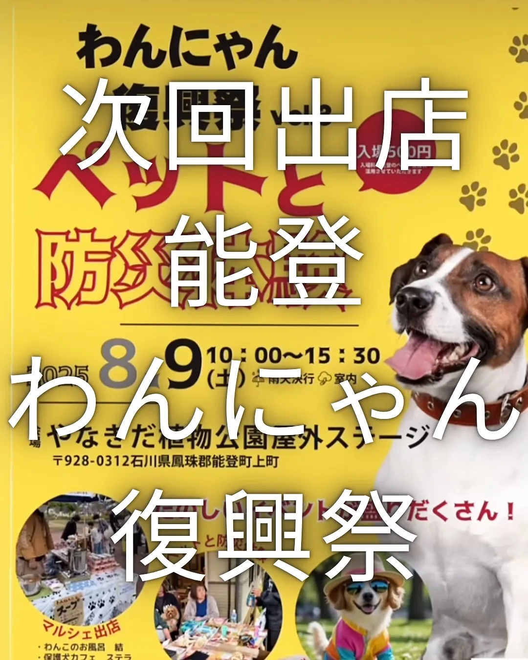 【お知らせ】能登わんにゃん復興祭 vol.3 に出店します🐶...