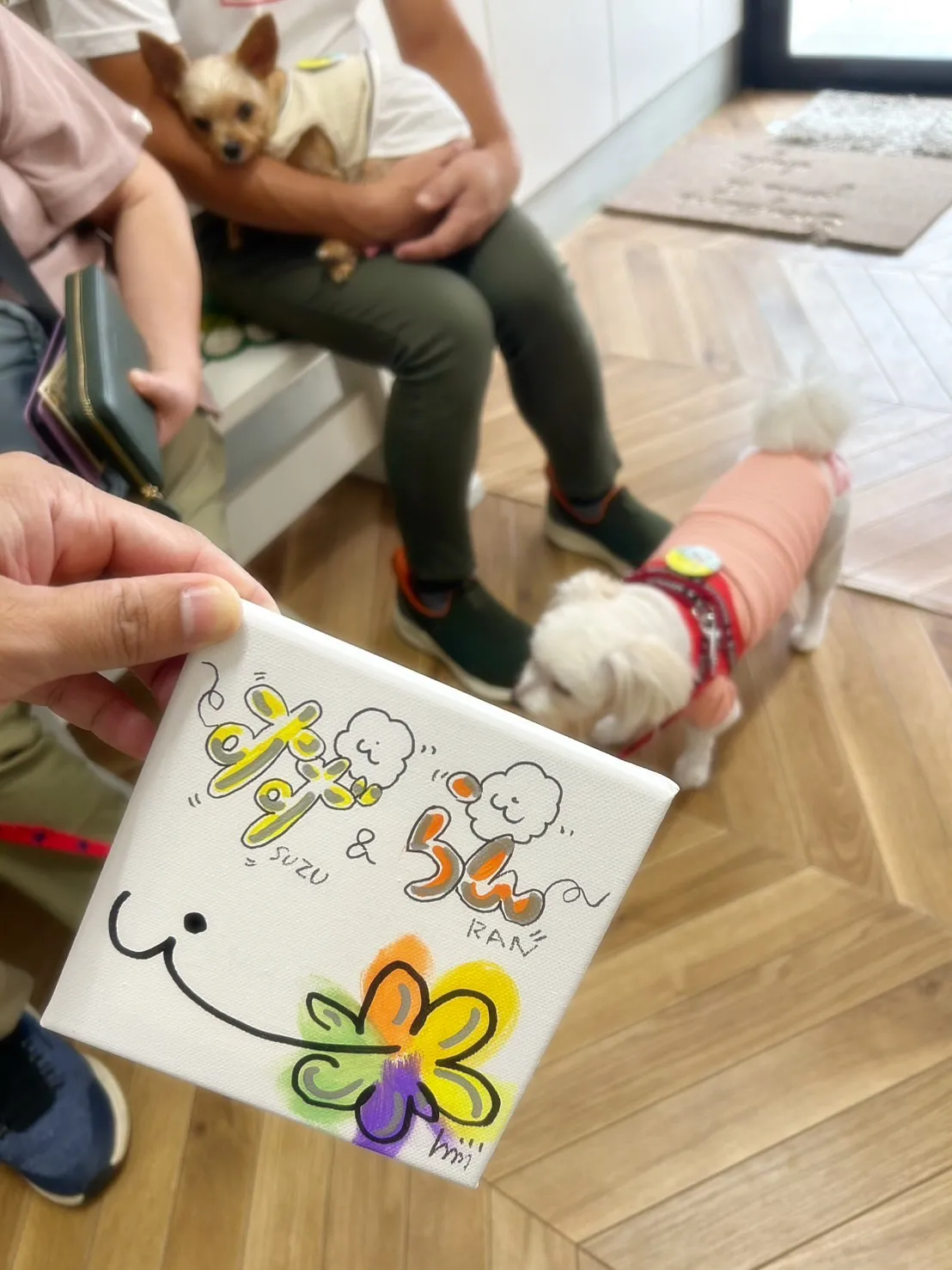 お名前アートして、整体して、おせんべいも作る。