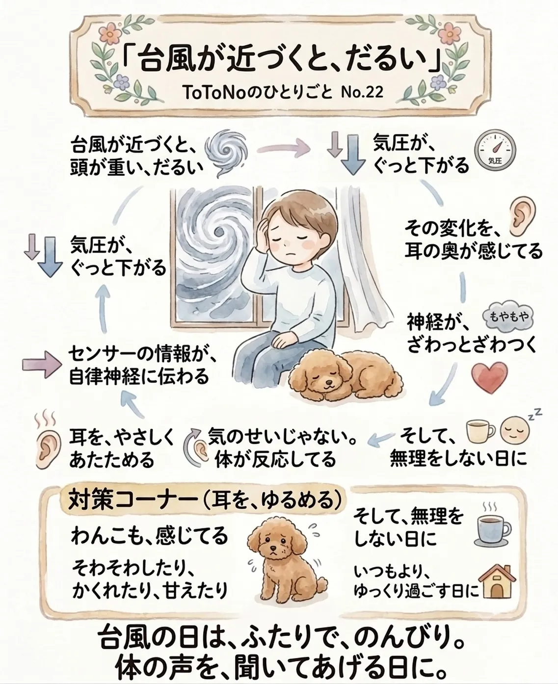 台風が近づくと、だるい（気圧と自律神経）