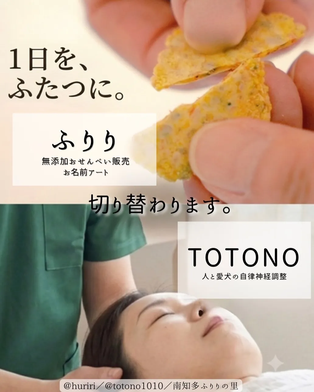 おせんべい販売と自律神経調整を行います。